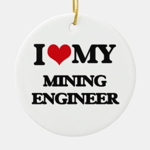 Ornement Rond En Céramique J'aime mon ingénieur des mines