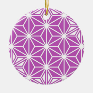 Ornement Rond En Céramique Japanese Asanoha pattern - orchid