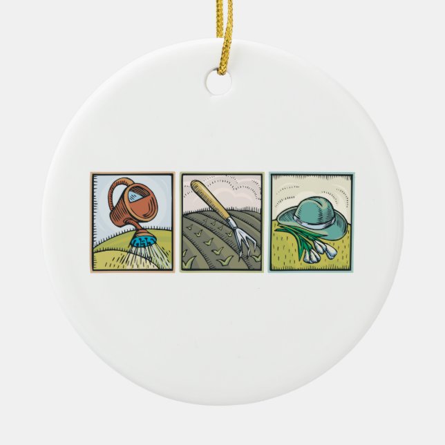 Ornement Rond En Céramique Jardinage (Devant)