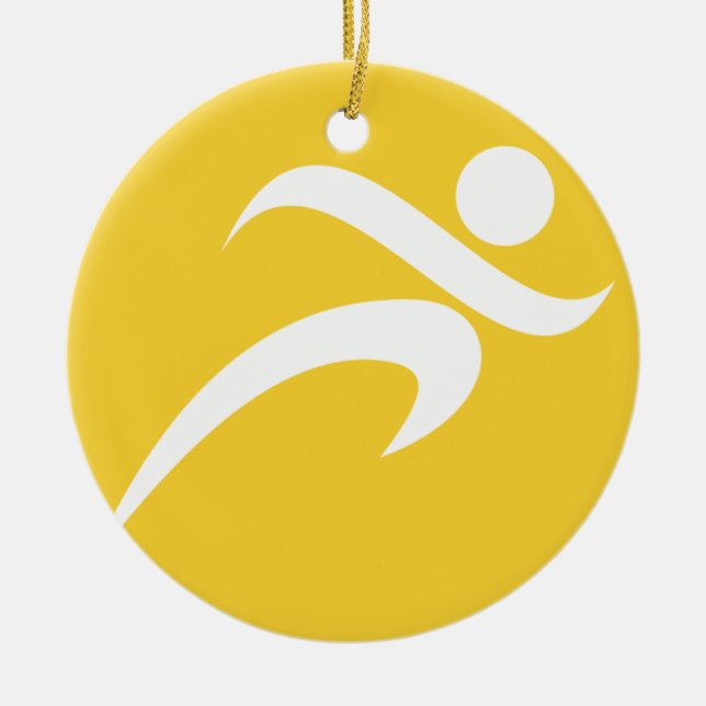 Ornement Rond En Céramique Jaune Ambre Courant (Devant)
