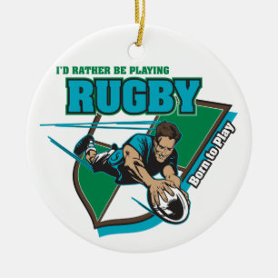 Ornement Rond En Céramique Je jouerais plutôt au rugby