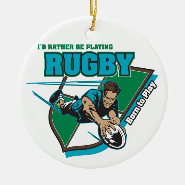 Ornement Rond En Céramique Je jouerais plutôt au rugby (Devant)