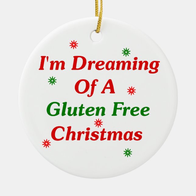 Ornement Rond En Céramique Je rêve de Noël de gluten librement (Devant)
