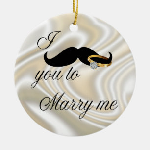 Ornement Rond En Céramique Je te moustache - pour m'épouser