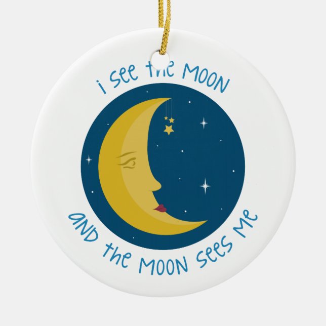 Ornement Rond En Céramique Je Vois La Lune (Devant)
