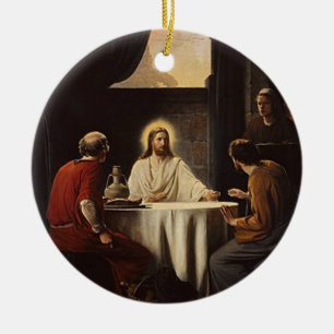 Ornement Rond En Céramique Jésus cassant l'ornement religieux de peinture de