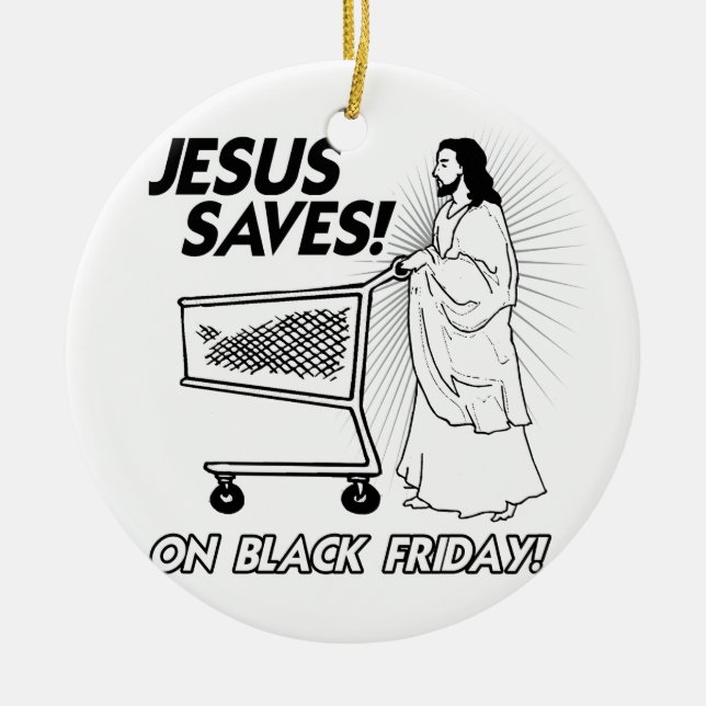 ORNEMENT ROND EN CÉRAMIQUE JÉSUS ÉCONOMISE LE VENDREDI NOIR - .PNG (Devant)
