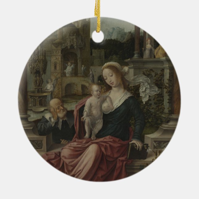 Ornement Rond En Céramique Jésus et Mère Marie Allaitement (Dos)