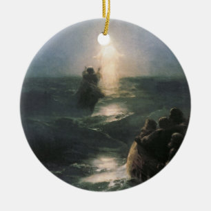 Ornement Rond En Céramique Jésus marchant sur l'eau, Ivan Aivazovsky Peinture