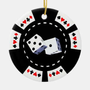ORNEMENT ROND EN CÉRAMIQUE JETON DE POKER AVEC L'ORNEMENT DE MATRICES
