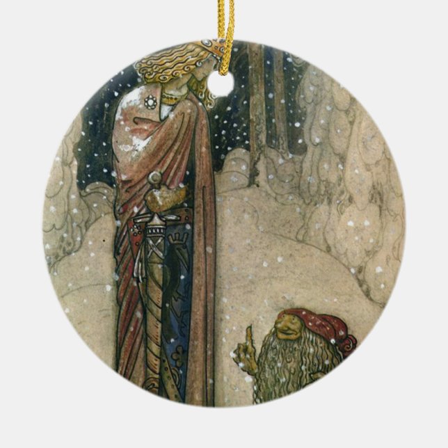 Ornement Rond En Céramique John Bauer - princesse et Troll (Devant)
