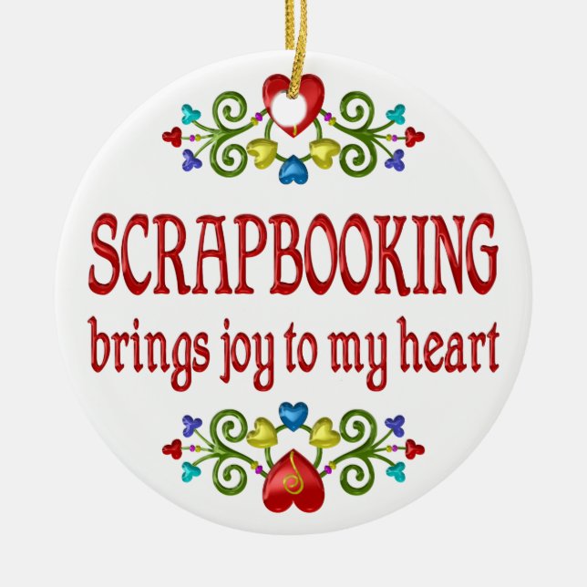 Ornement Rond En Céramique Joie de Scrapbooking (Devant)
