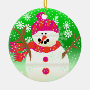 Ornement Rond En Céramique Jolly Snowman Keepsaké