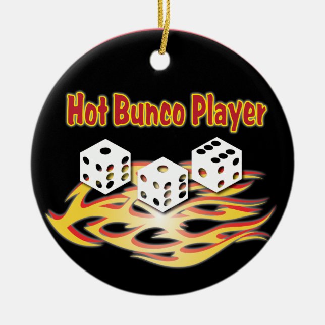 Ornement Rond En Céramique Joueur chaud de Bunco (Devant)