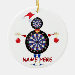 Ornement Rond En Céramique Joueur de fléchettes de Noël personnalisé