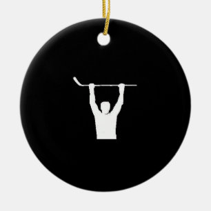 Ornement Rond En Céramique Joueur de hockey que le galet s'arrête ici