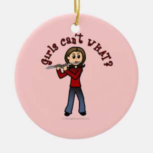 Ornement Rond En Céramique Joueuse de flûte légère