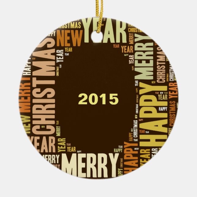Ornement Rond En Céramique JOY Wordcloud Noël (Devant)