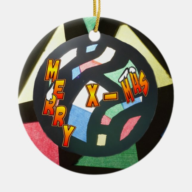 Ornement Rond En Céramique Joyeux boule en verre de Noël (Devant)