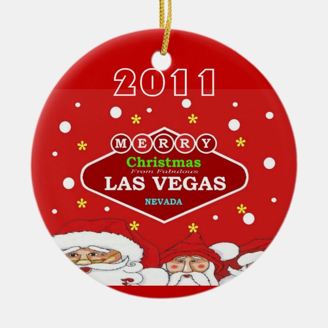 Ornement Rond En Céramique Joyeux Noël de Las Vegas Ornament (Devant)