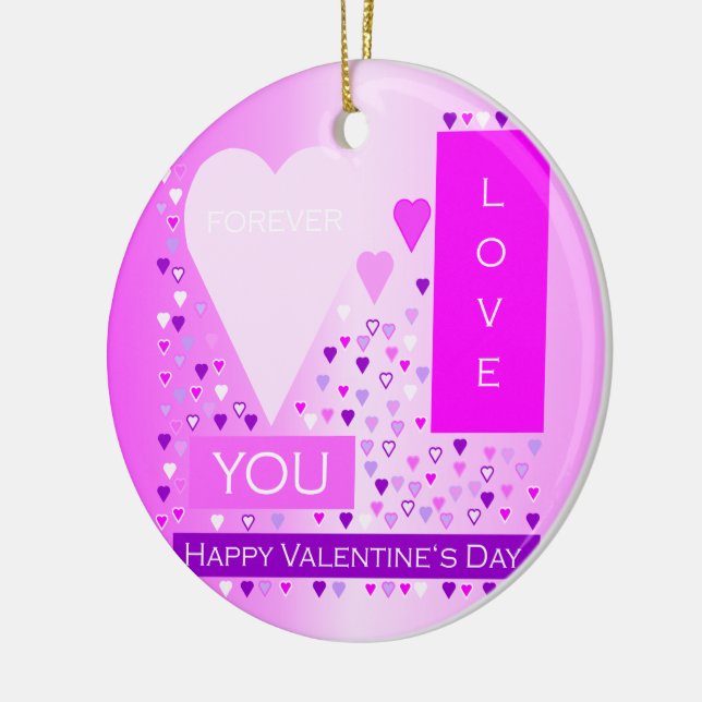Ornement Rond En Céramique Joyeux Saint Valentin (Gauche)
