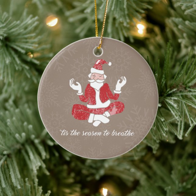 Ornement Rond En Céramique Just Breathe Yoga Santa (Arbre)