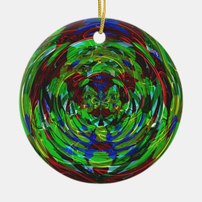 Ornement Rond En Céramique Kaleidoscope de la réaction atomique (Devant)