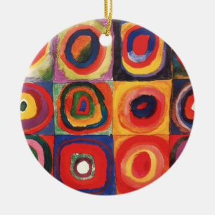 Ornement Rond En Céramique Kandinsky Farbstudie Cercles Carré Quadrate Art