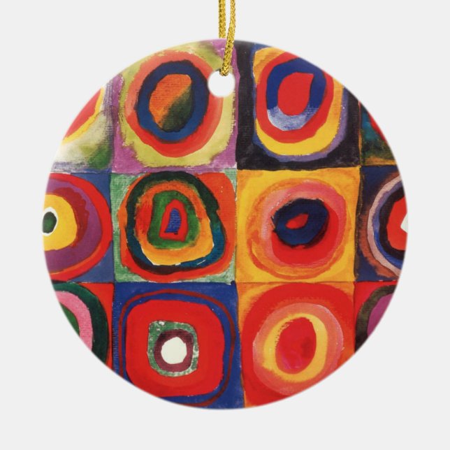 Ornement Rond En Céramique Kandinsky Farbstudie Cercles Carré Quadrate Art (Devant)