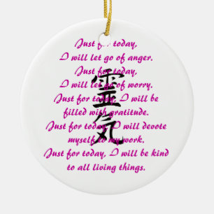 Ornement Rond En Céramique Kanji et préceptes de Reiki