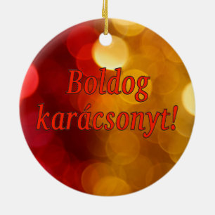 Ornement Rond En Céramique Karácsonyt de Boldog ! Joyeux Noël dans le rf
