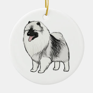 Ornement Rond En Céramique Keeshond