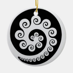 Ornement Rond En Céramique KORU d'AOTEAROA Nouvelle Zélande
