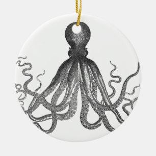 Ornement Rond En Céramique Kraken - poulpe géant noir/Cthulu
