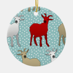 Ornement Rond En Céramique La chèvre rouge