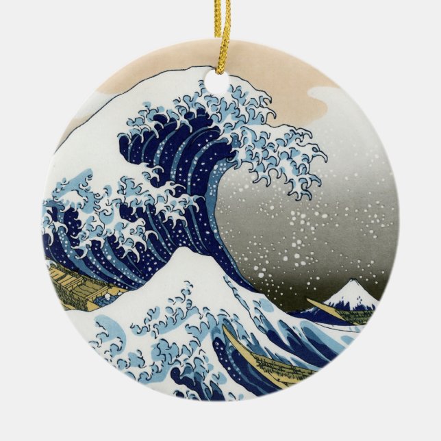 Ornement Rond En Céramique La Grande Vague Au Large De Kanagawa (Devant)
