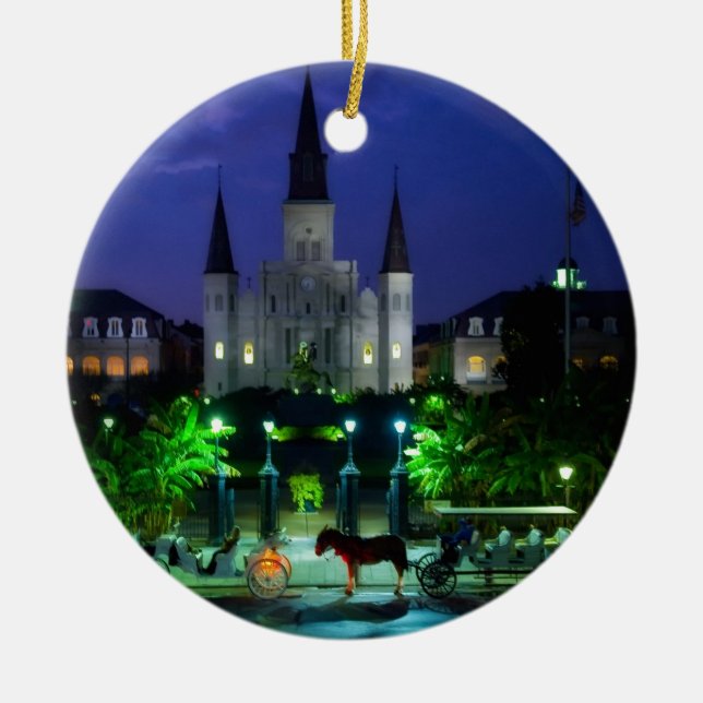 Ornement Rond En Céramique La Nouvelle-Orléans la nuit (Devant)