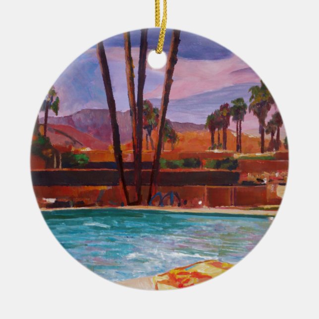 Ornement Rond En Céramique La piscine de Palm Springs (Devant)