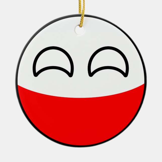 Ornement Rond En Céramique La Pologne Geeky tendante drôle Countryball (Devant)