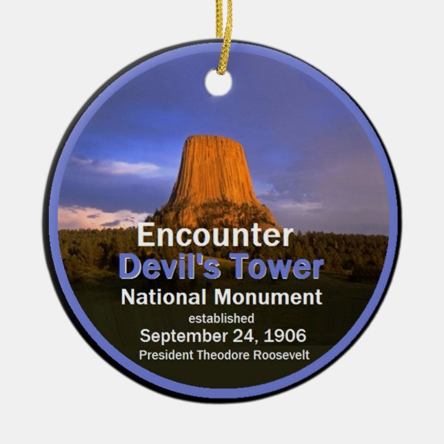 Ornement Rond En Céramique La tour WYOMING du diable (Devant)