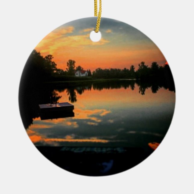 Ornement Rond En Céramique La vie est meilleure au lac (Devant)