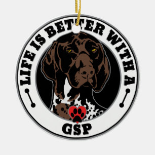 Ornement Rond En Céramique La Vie Est Meilleure Avec Un Pointeur Allemand À B