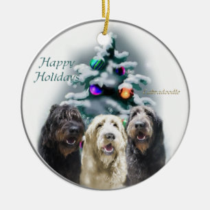 Ornement Rond En Céramique Labradoodle Cadeaux de Noël