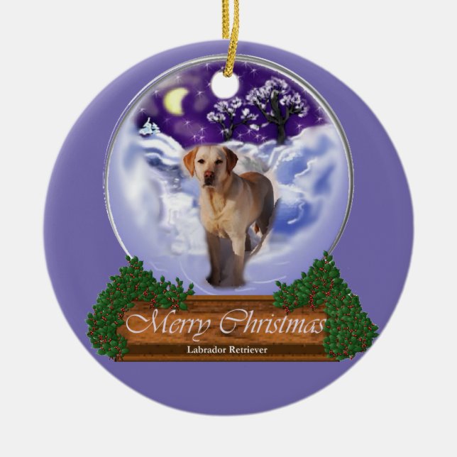 Ornement Rond En Céramique Labrador Retriever Christmas (Devant)