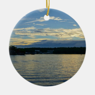 Ornement Rond En Céramique Lac De L'Ozarks Blue Sunset