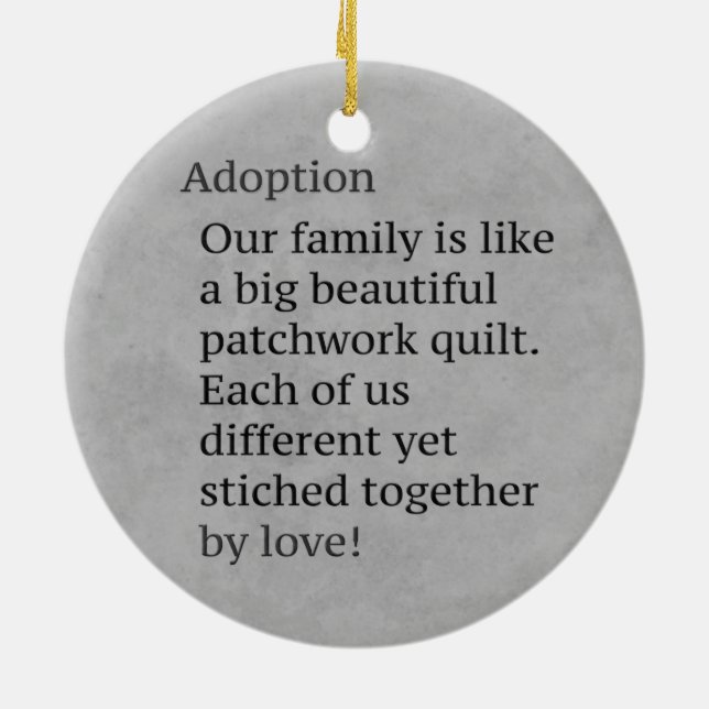 Ornement Rond En Céramique L'adoption est un patchwork (Dos)