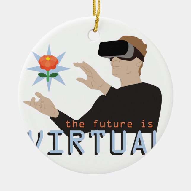 Ornement Rond En Céramique L'avenir est virtuel (Devant)