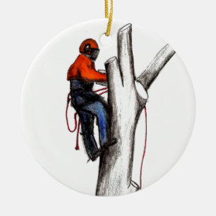 Ornement Rond En Céramique L'avortement Tree surgeon christmas