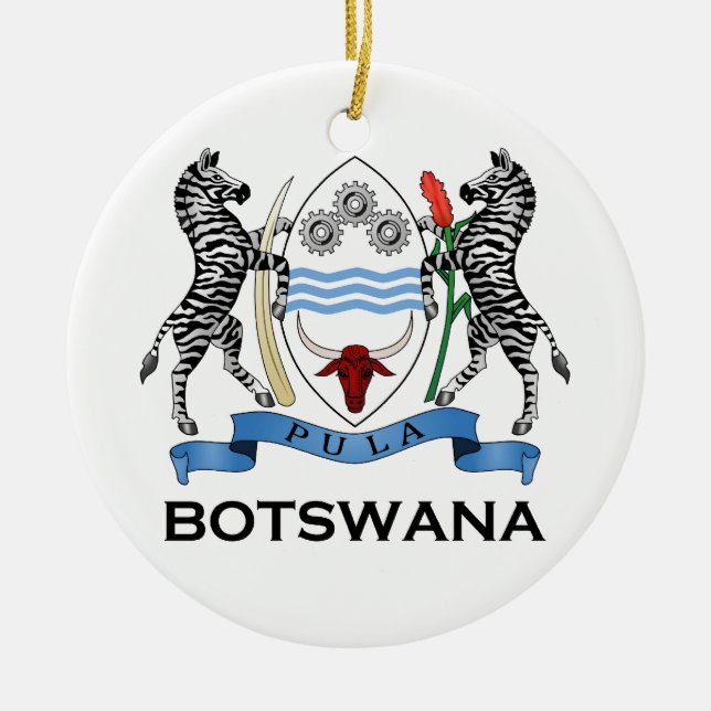 Ornement Rond En Céramique Le BOTSWANA - drapeau/emblème/manteau des (Devant)