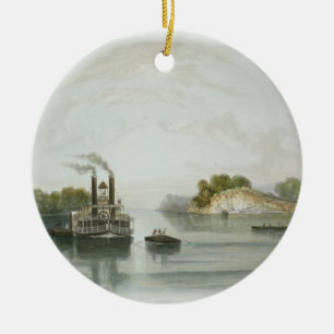 Ornement Rond En Céramique Le Caverne-dans-Rock, vue sur l'Ohio, plaquent 7